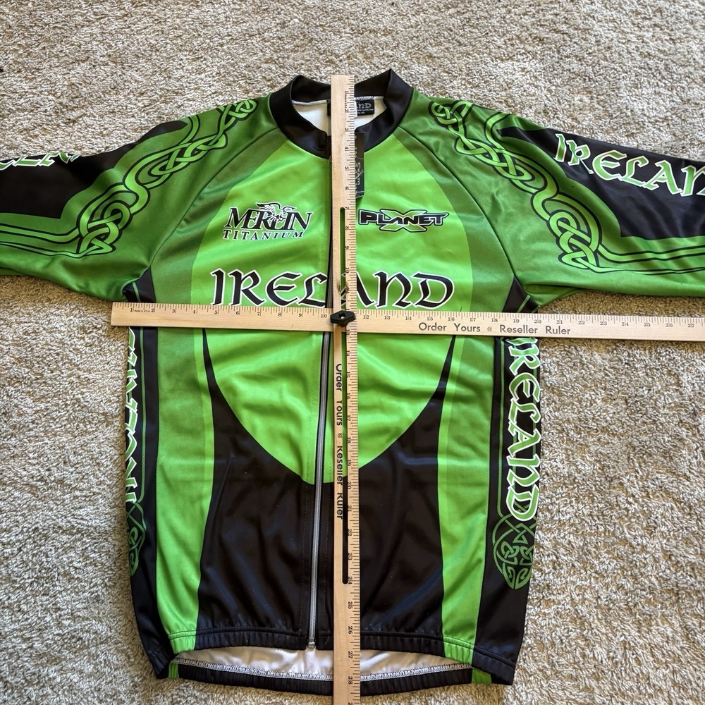 Official Ireland Cycling Jacket Men's Wind Tex Thermal Full Zip Green Black - Picture 7 of 8